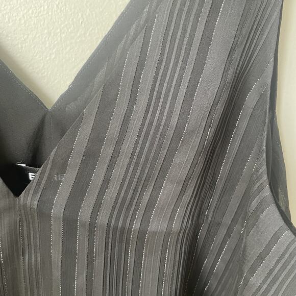 NWT EXPRESS Tank Top Womens Size Medium Black Sheer Stripes Knot Tie - Picture 6 of 7